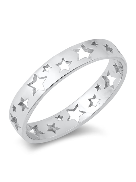 Fashion Trendy Tween Cutout Star Sterling Silver Ring 925 Jewelry Female Male Unisex Size 8