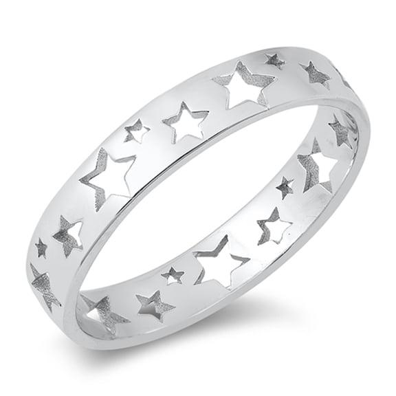 Fashion Trendy Tween Cutout Star Sterling Silver Ring 925 Jewelry Female Male Unisex Size 9