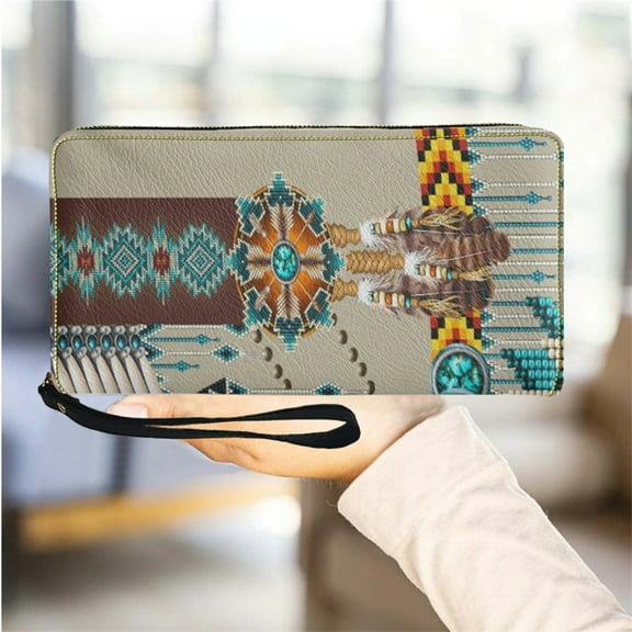 Fashion Tribal Design Fashion Women Wallet Multifunction Card Holder Zipper Long Travel Female Purse Wristlets Passport Holders