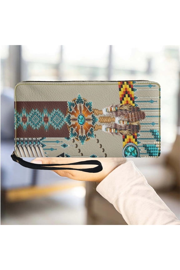 Fashion Tribal Design Fashion Women Wallet Multifunction Card Holder Zipper Long Travel Female Purse Wristlets Passport Holders