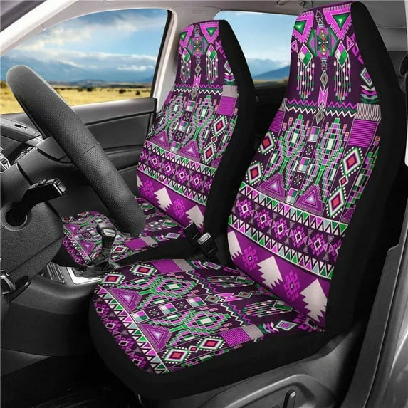 Fashion Tribal Navajo Design Car Seat Covers for Women Girly Accessories Set of 2 Soft Front Seat Protector Covers