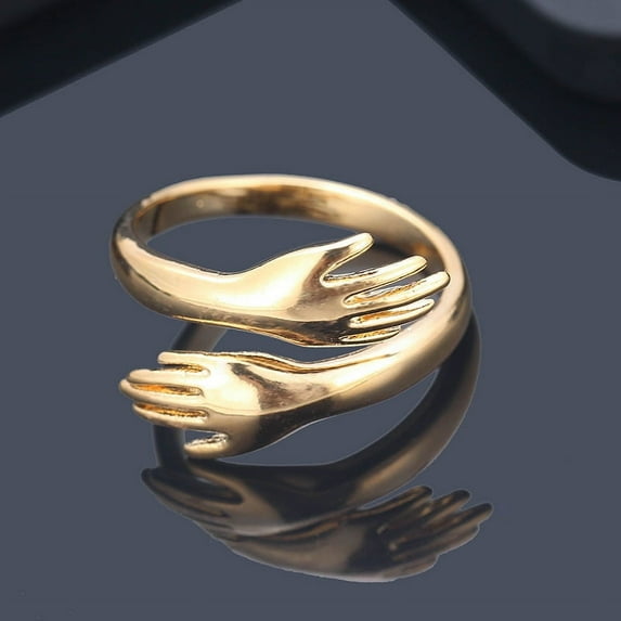 Fashion Two-Hand Ring: Unique Open Design, Adjustable, Copper, Electroplated, European Style, Individually Packed