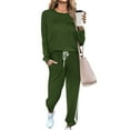 thumbnail image 1 of Fashion Two Piece Sets for Women Two-piece Sets Solid Long Sleeve Round Neck Tops Shirt And Drawstring Long Pants Suit Presents for Womens, 1 of 6