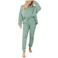 thumbnail image 1 of Fashion Two Piece Sets for Women 2024 Solid Color Sports Suit Casual Sports Hoodie Pant Two-piece Set Presents for Womens, 1 of 9