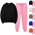thumbnail image 1 of Fashion Two Piece Sets for Women Solid Color Round Neck Pullover Casual Sports Pants Sports Set Presents for Womens, 1 of 6