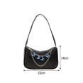 thumbnail image 1 of Fashion Underarm Bag Simple Felt Top-handle Bags Waterproof Portable Elegant Alligator Shoulder Bag for Weekend Vacation Black PU, 1 of 6