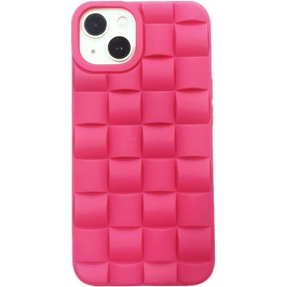 Fashion Unique 3D Weave Pattern TPU Phone Case for iPhone 14 13 12 11 8 7 X XS XR Plus Pro Max Mini Bumper Creative Popular Soft Dropproof Protective Cover for Men and Women(Pink,13 Pro)