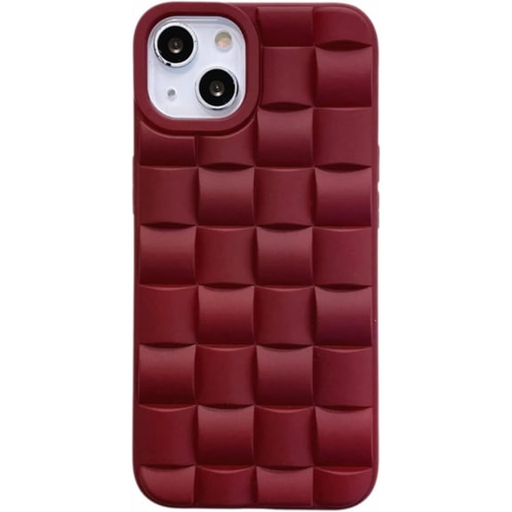 Fashion Unique 3D Weave Pattern TPU Phone Case for iPhone 14 13 12 11 8 7 X XS XR Plus Pro Max Mini Bumper Creative Popular Soft Dropproof Protective Cover for Men and Women(Wine Red,7/8)