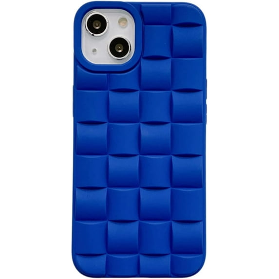 Fashion Unique 3D Weave Pattern TPU Phone Case for iPhone 14 13 12 11 8 7 X XS XR Plus Pro Max Mini Bumper Creative Popular Soft Dropproof Protective Cover for Men and Women(Blue,13 Mini)