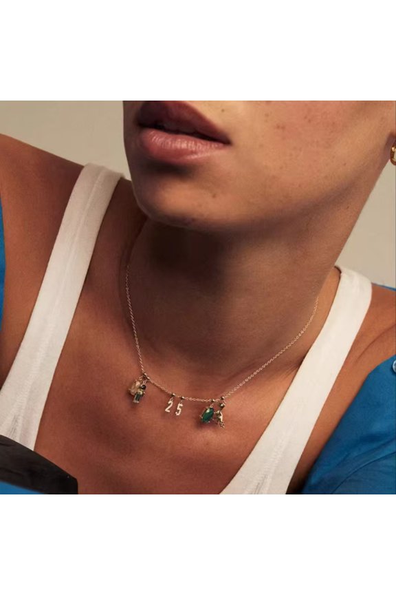 Fashion Unique Crystal Digital Malachite Pendant