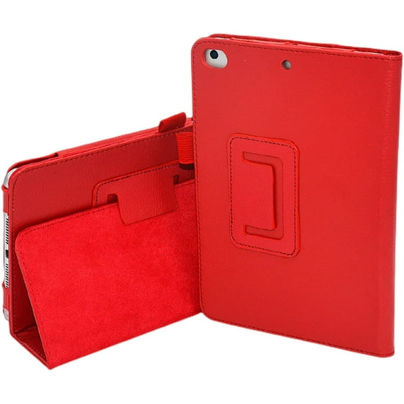 Fashion Unique Leather Tablet Case with Foldable Holder Cover, for iPad 2 3 4 5 6 7 8 9 10 th Gen Mini 1 2 3 4 5 6 Full Surround Soft Inner Lining Shell(Red,Mini 4)