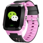 KAYA DAY Fashion Unisex Children Smart Watch GPS Tracker Remote Security SOS Call Anti-Lost Call/Flashlight/Camera Multifunction Watch Gifts For Kids (Pink)