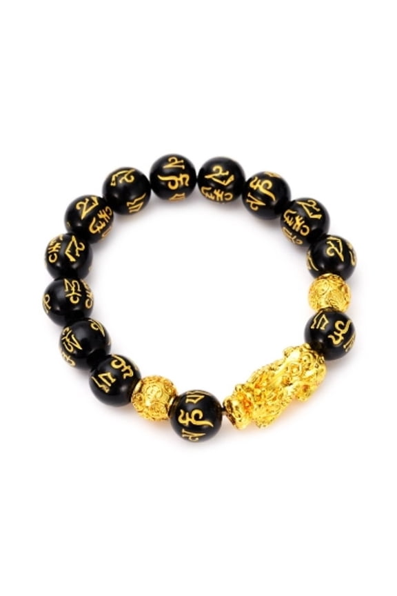 Fashion Unisex Faux Obsidian Bead Good Luck Pi Xiu Bracelet Fortune Jewelry Gift