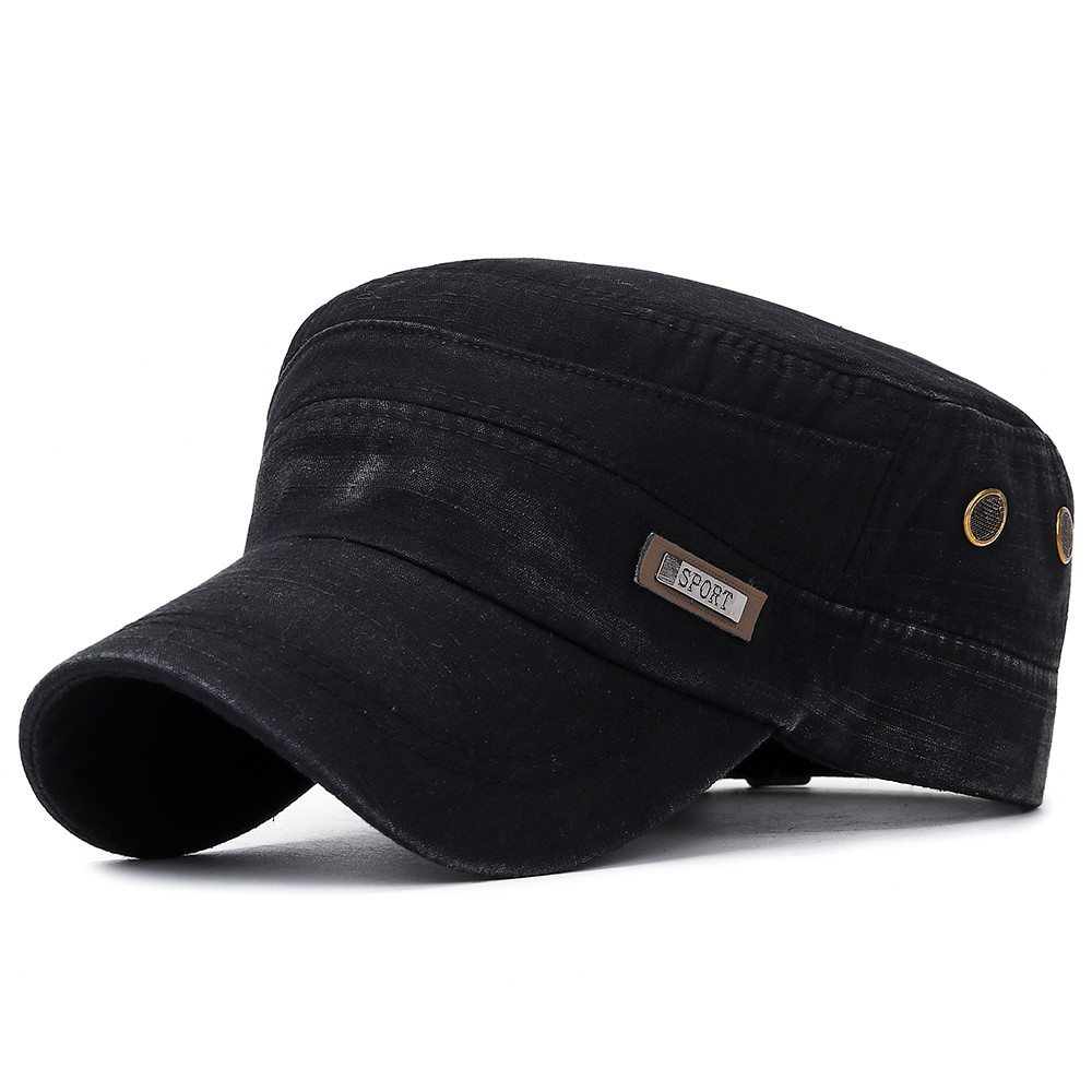 Fashion Unisex Military Style Flat Cap Vintage Baseball Cap Sport Sun Hat Baseball Caps Black