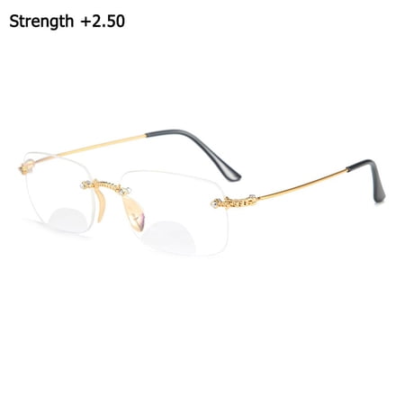 Fashion Unisex Portable Far Sight Bifocal Spectacle Reading Glasses Presbyopia Eyeglasses Eyewear STRENGTH +2.50