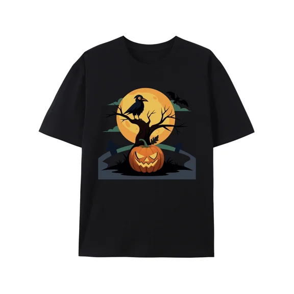 Fashion Unisex Shirt Graphic Tee Tshirts T-Shirt Spooky Halloween Night Graphic Tee, Funny Unisex Shirt Printed Tshirts