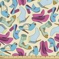thumbnail image 1 of Ambesonne Fashion Fabric by the Yard Upholstery, Woman Shoes Feminine Doodle, 3 Yards, Multicolor, 1 of 4