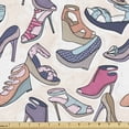 thumbnail image 1 of Ambesonne Fashion Fabric by the Yard Upholstery, Doodle Shoes Footwear Items, 10 Yards, Multicolor, 1 of 4