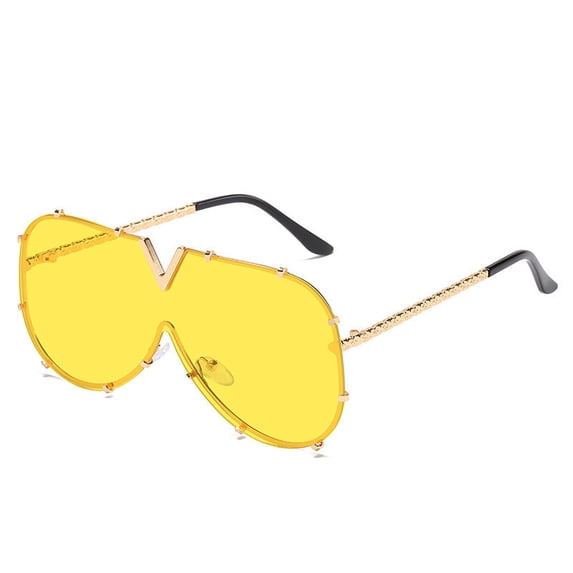 Fashion V-Shaped Sunglasses for Women, UV400 Protection, Strong PC Frame and Lens, One-Piece Lens Design, Multiple Colors