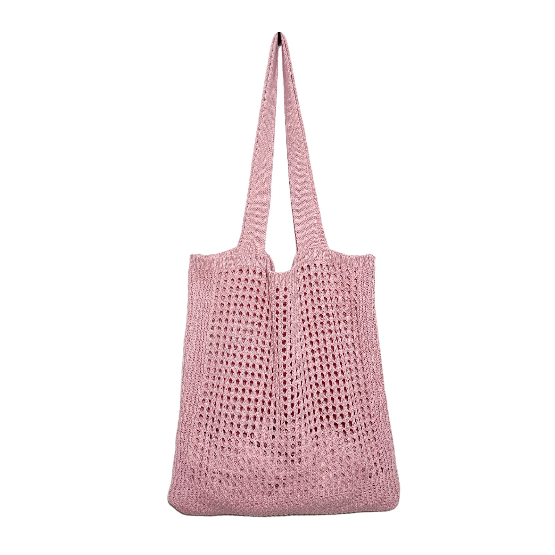 Fashion Vacation Crochet Tote Bag Aesthetic Bag Y2k Nitted Shoulder Bag  Summer Mesh Beach Bags Handbag For Girls(Orange)