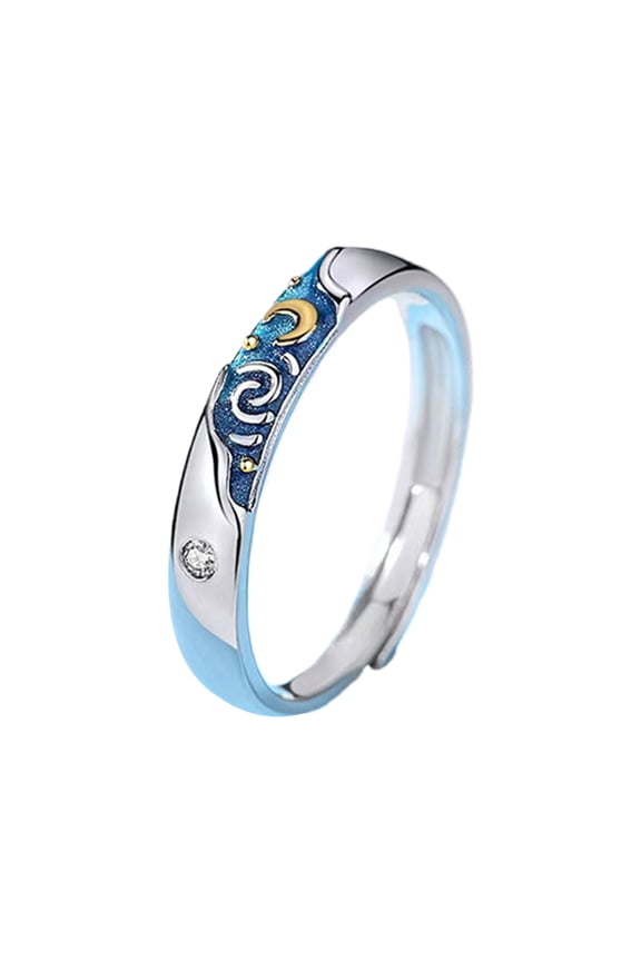 Fashion Van-Gogh Starry-Sky Couple For Women Men Romance Finger Adjustable Open Student Birthday Gift Jewelry