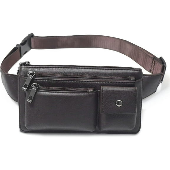 Fashion Vegan Leather Waist Bag Fanny Pack for Men&Women Hip Bum Bag with Adjustable Strap for Outdoors Workout Traveling Casual Running Hiking Cycling