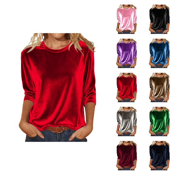 Fashion Velvet Short Sleeve T Shirt Soft Casual Basic Top For Fall And Winter Comfort Wear