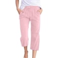 thumbnail image 1 of Fashion Versatile Solid Color 7 Point Pants for Women Summer Casual Elastic Cropped Pants Comfy Soft Large Size Pants, 1 of 5