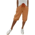 thumbnail image 1 of Fashion Versatile Solid Color Simple Pants for Women with Pockets Comfy Elastic Casual Pants Summer Cool Five-Point Pants, 1 of 6