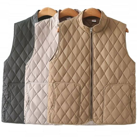 Fashion Vest for Women Solid Color Thick Flannel with Added Sleeveless Home Clothes(Khaki 3XL)