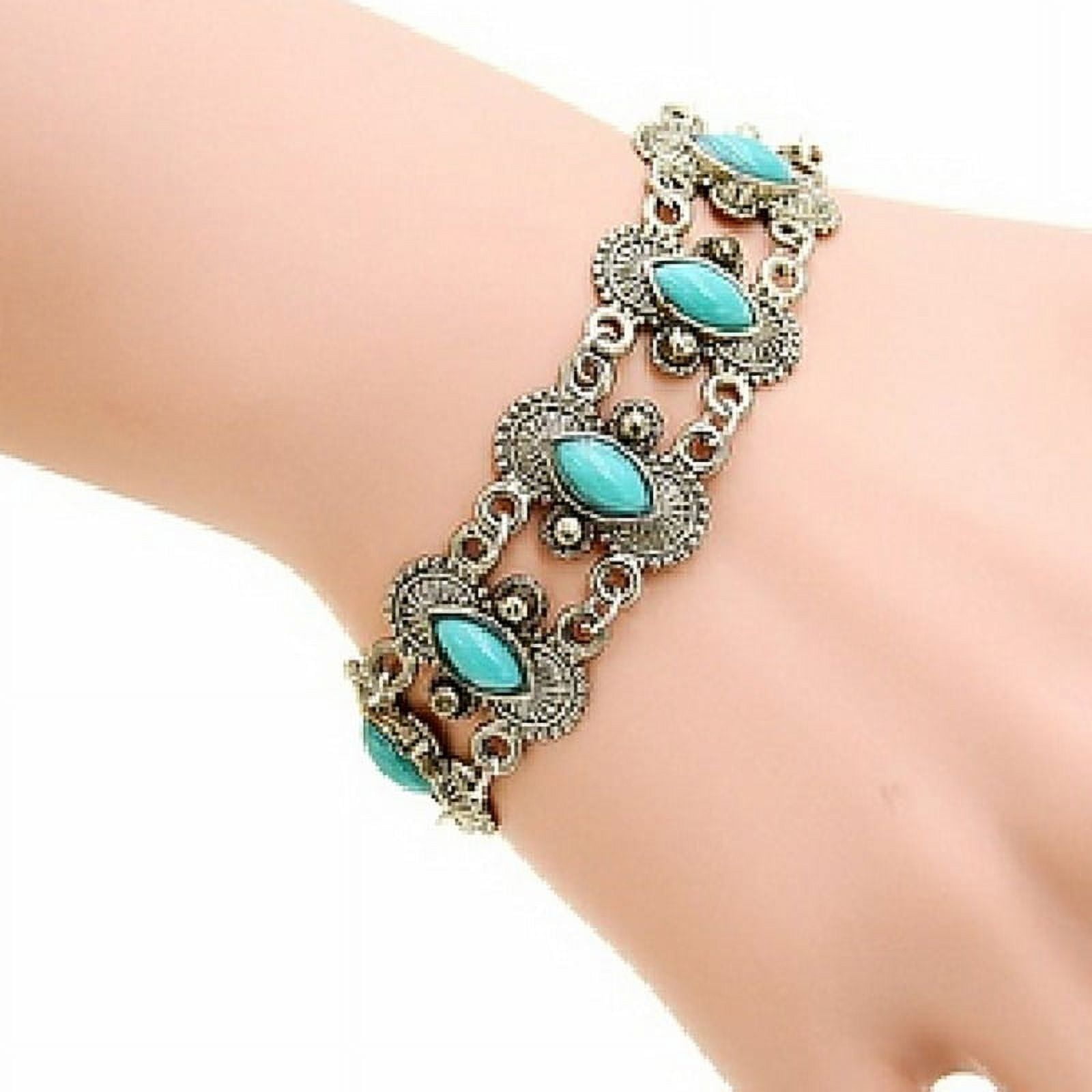 Fashion Vintage Bohemian Style Turquoise Bracelet Women Jewelry Beautiful Charm Bracelet