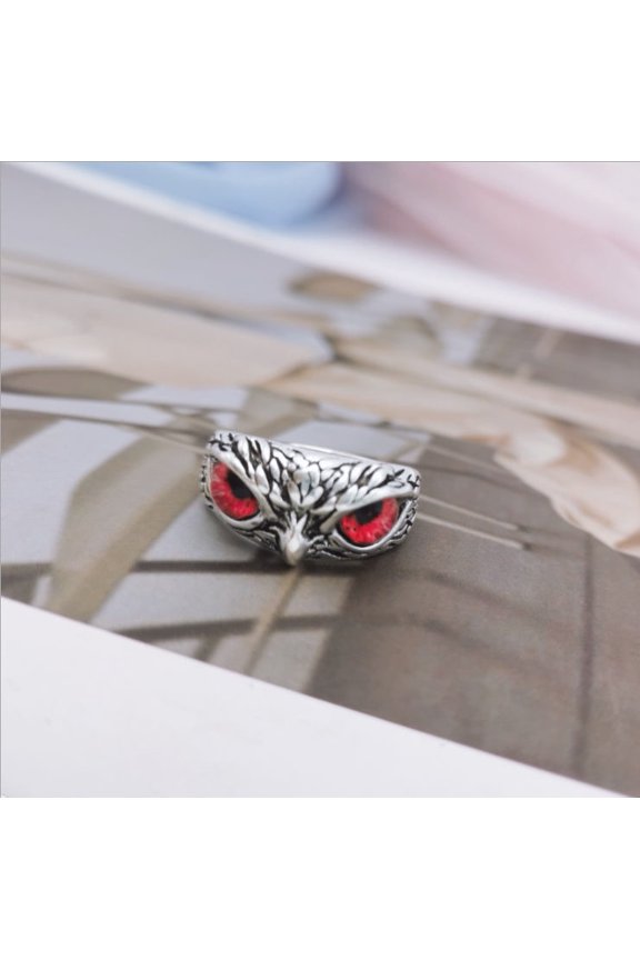 Fashion Vintage Demon Eye Owl Ring For Women Retro Animal Ring Silver Color Jewelry