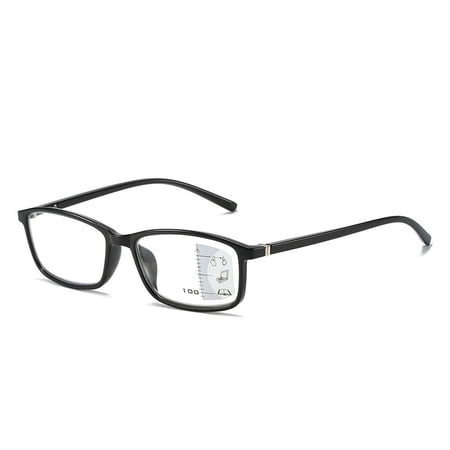 Fashion Vintage Eye Protection Simple Ultra Light Glasses Anti-Blue Light Progressive Multifocal Reading Glasses BLACK STRENGTH 100