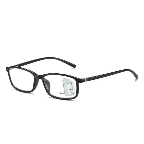 Fashion Vintage Frame Simple Anti-Blue Light Reading Glasses Progressive Multifocal Ultra Light Glasses BLACK STRENGTH 350