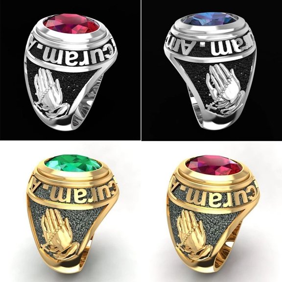 Fashion Vintage Hands Blessing Prayer Ring Steampunk Crystal Religion Rings For Women Christian Jewelry