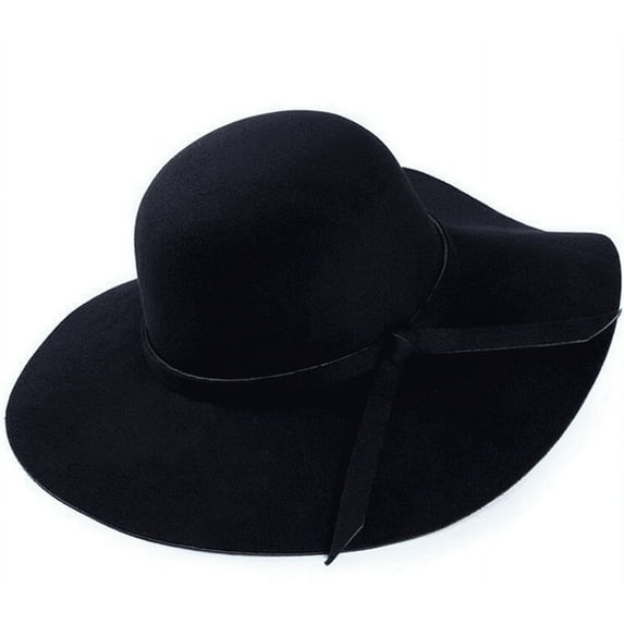Fashion Vintage Lady Womens Wide Brim Wool felt Hat Floppy Felt Bowler Cloche Cap Elegant Fomral