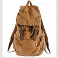 Fashion Vintage Leather military Canvas Backpack Men School Bag