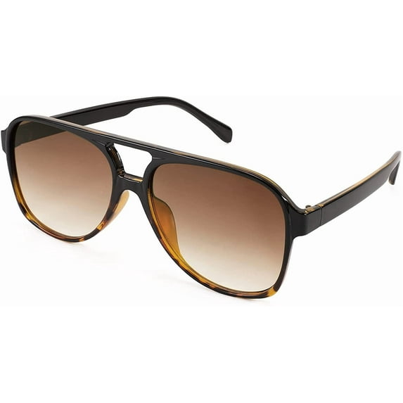 Fashion Vintage Retro 70s Plastic Aviator Sunglasses Women Men Classic Large Squared Frame