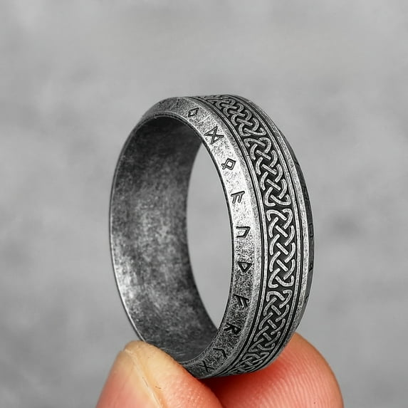 Fashion Vintage Simple Viking Rune Ring for Men Women Stainless Steel Nordic Celtic Knot Rings Couple Amulet Jewelry Wholesale,7