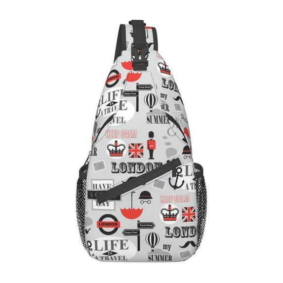 Fashion Vintage UK London Symbol Sling Bags for Travel Hiking Men British Flag Red Bus Chest Crossbody Backpack Shoulder Daypack