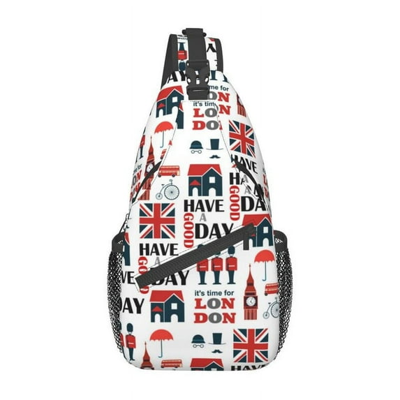 Fashion Vintage UK London Symbol Sling Bags for Travel Hiking Men British Flag Red Bus Chest Crossbody Backpack Shoulder Daypack