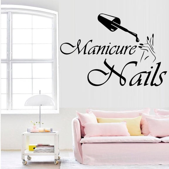 Fashion Vinyl Wall Decal Nails Salon Design Wall Stickers Interior Manicure for Beauty Salon Window Decoration sticker 58x85cm