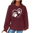 thumbnail image 1 of Fashion Waffle Long Sleeve Hoodies for Women Plus Size Cute Graphic Print Casual Pullover Sweatshirt Fall Winter Tops(Wine,L), 1 of 5