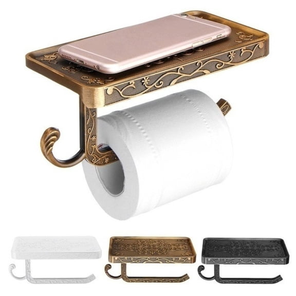 Fashion Wall Mounted Toilet Paper Holder Vintage Zinc Alloy Tissue Box Roll Paper Holders Stand Mobile Phone Shelf Home Decor