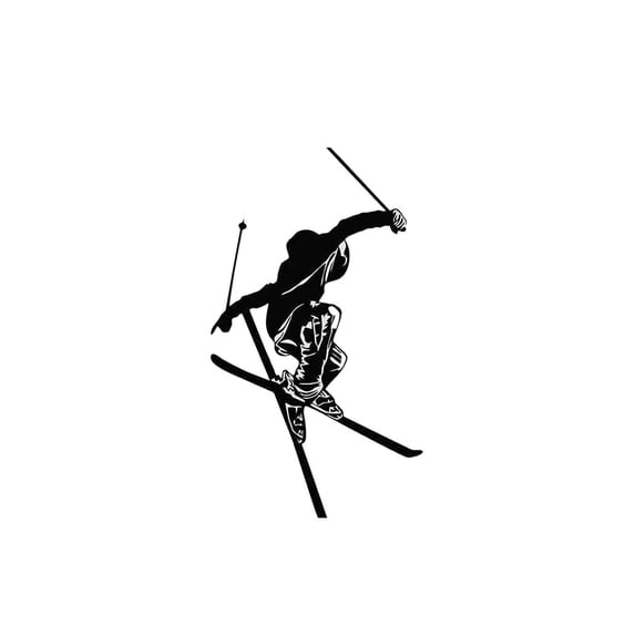 Fashion Wall Stickers Ski Wall Decal Skier Gym Mural Winter Games Skiing Vinyl Fitness Extreme Sport Boy Decor 30X57Cm