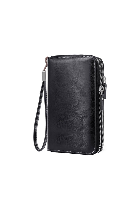 Fashion Wallet for Women RFID-Leather Wallet Pocket Wallet Hangbag for ID Card Change Credit Card Smartphone Key Pen Black Wallet Leather Clutch Wristlet Wallet RFID Wallet