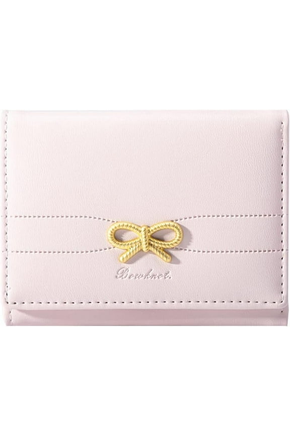 Fashion Wallets Girls Cute Coquette Bow Small Wallet Aesthetic Card Holder ID Window Purse for Women (PINK)