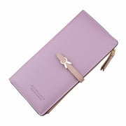 Fashion Wallets Zipper Coin Purse Lady Long Purses Handbags Cards Holder PU Leather Billfold Wallet，Purple
