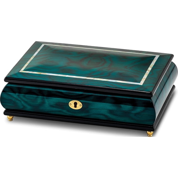 Fashion Walnut Burl Veneer With Mop Inlay Music Box Plays Waltz Of The Flower (9.5 X 6.6) Made In China jmb355