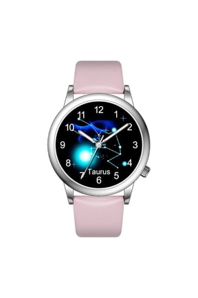 Fashion Watch Constellation dials 36mm Alloy Case Japanese PC21J Quartz Movement Synthetic Leather Watch(PISCES/BLUE)